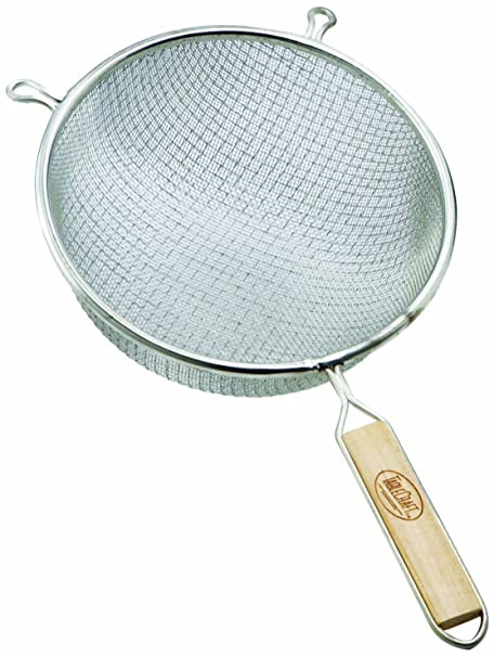 Tablecraft 86 Single Medium Mesh Strainer, 6-1/4-Inch, 1, Tinned/wood handles