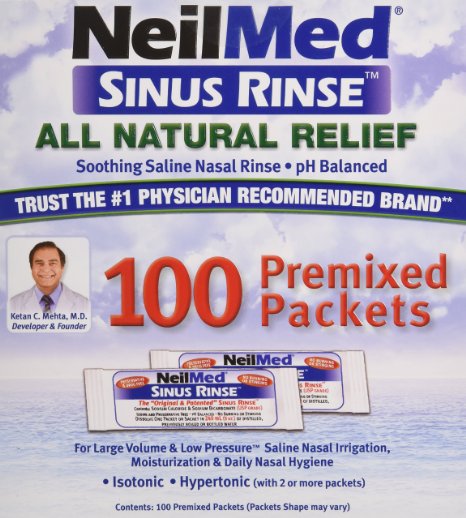Sinus Rinse Regular Mixture Packets - Relieves Allergies and Sinus Symptoms 100 Salt Premixed Packetsneilmed