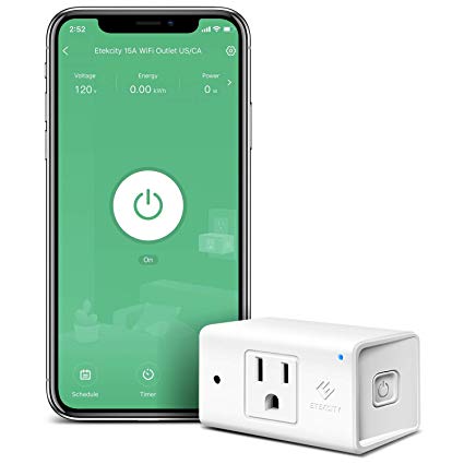 Smart Plug by Etekcity, Works with Alexa and Google Home, 15A/1800W, WiFi Energy Monitoring Outlet with Automatic Night Light, No Hub Required, ETL Listed, White (Upgraded Version)