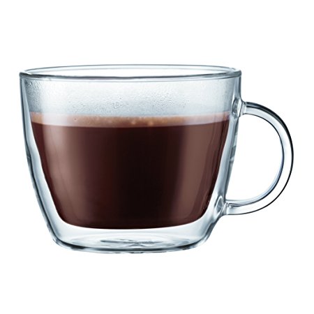 Bodum Bistro 2 Piece double wall 0.45 L 15 oz Cafe Latte Cup, Clear