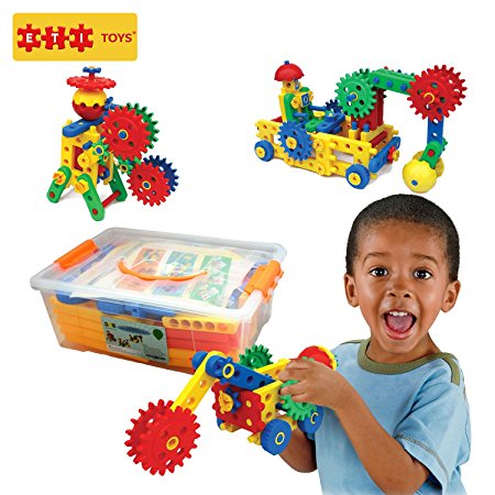 ETI Toys - Ultimate Blocks & Gears for Boys and Girls 109 Piece Set for Building Endless Creations with Gears, Interlocking Blocks, Screws and Much More! Build Your Imagination Today!