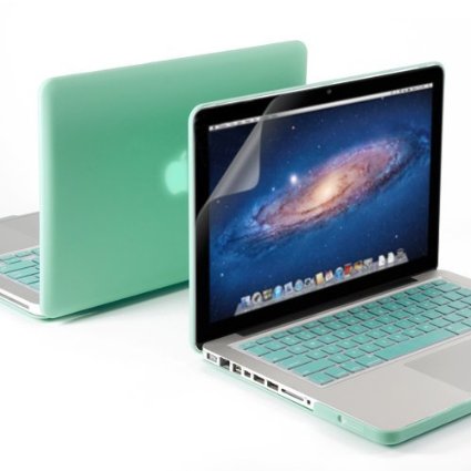 GMYLE(R) 3 in 1 Robin Egg Blue Matte Rubber Coated See-Thru Hard Case Cover for Aluminum Unibody 13.3" inches Macbook Pro - with Robin Egg Blue Silicon Keyboard Protector - 13 inches Clear LCD Screen Protector - (Not Fit For Macbook Pro 13 with Retina Display)