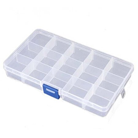 Aketek 15 Clear Adjustable Jewelry Bead Organizer Box Storage Container Case (15 Grids)