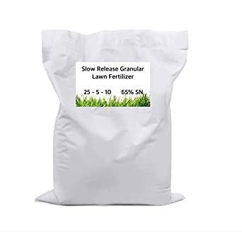 Slow Release Granular Lawn Fertilizer - Advanced nutrients, Turf & Lawn Fertilizer, 25-5-10 65% - 25kg (55lb) Bag