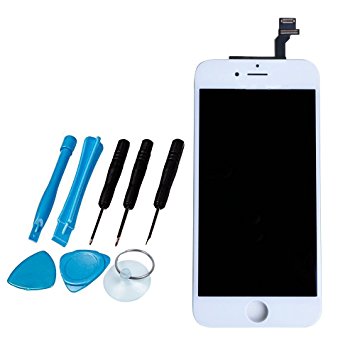 LL TRADER White LCD Display Digitizer Screen with Glass Lens Repair Replacement Kit for iPhone 6 6G (4.7 inch)