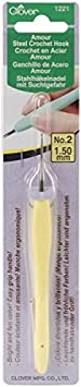 Clover 1221 Amour Steel Crochet Hook No. 2, 1.50mm , Yellow