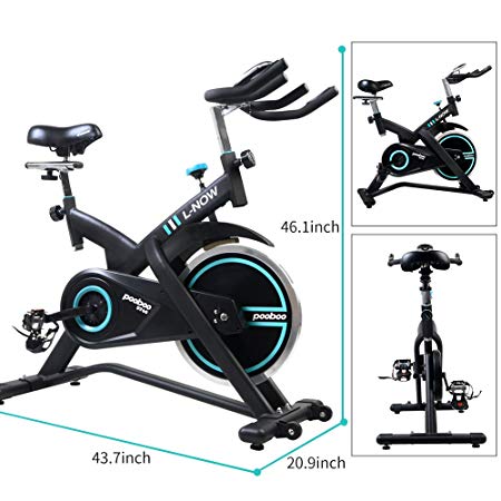 pooboo Professional Indoor Cycling Bike Belt Drive with Pulse and LCD Display