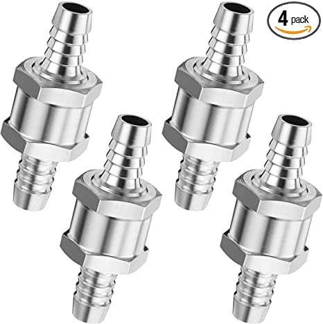 4 Packs 3/8 Inch 10 mm Non Return One Way Check Valve Aluminum Alloy Fuel Check Valve for Petrol Diesel Oil Fuel