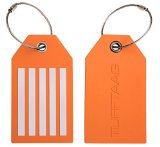 Travel Luggage Suitcase Tags with Steel Cable Wire Tough PVC Baggage Label 2pk