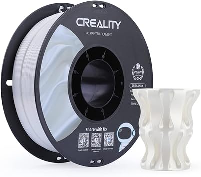 Creality Silk PLA Filament 1.75mm, 3D Printer Filament, Silk Shiny PLA Filament  /-0.02mm, Silk Filament 1.75mm, 1KG/2.2lb, (White)