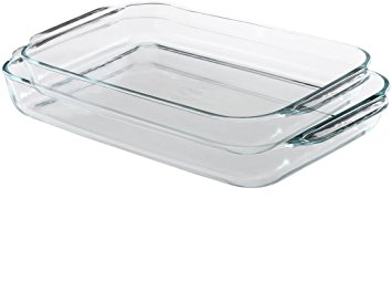 Pyrex 2PC Basics 2 & 3 Quart Value Plus Pack Glass Oblong Baking Dishes - Lasagna Pan Oven & Microwave Safe by Paksh