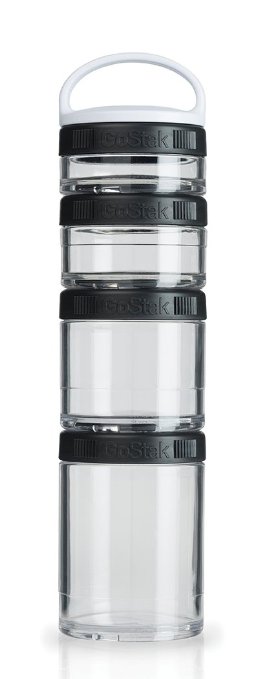 BlenderBottle GoStak Twist n Lock Storage Jars 4-Piece Starter Pak Black