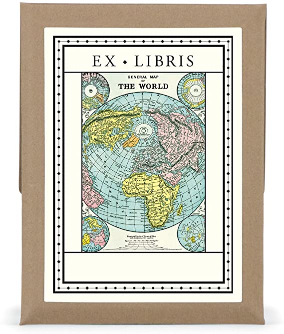 Cavallini 18-Pack World Map Bookplates