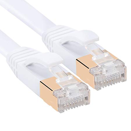 Cat 7 Ethernet Cable 80 feet,Cat7 Network Cable Flat Gigabit LAN Network Patch Cord High Speed RJ45 for Switch,Router, Modem, Patch Panel, PC, PS3, PS4, and More.(80FT(25M), White)