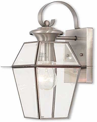 Livex Lighting 2181-91 Westover 1 Light BN Outdoor Wall Lantern, Brushed Nickel