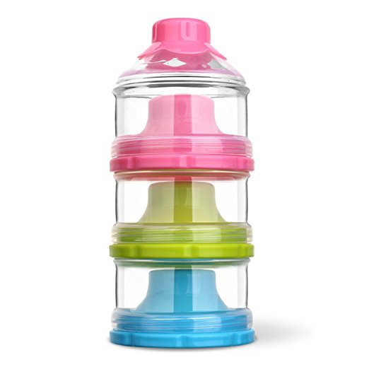HaloVa Baby Milk Powder Formula Dispenser, Infant Toddler Children Non-Spill Twist-Lock Stackable Snacks Storage Container, BPA Free, 3 Feeds