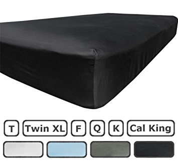 Full Size Fitted Sheet Only - 300 Thread Count 100% Egyptian Cotton - Flat Sheets Sold Separately for Set - 100% Satisfaction Guarantee (Black)