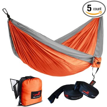 Honest Outfitters Single & Double Camping Hammock With Hammock Tree Straps,Portable Parachute Nylon Hammock for Backpacking travel