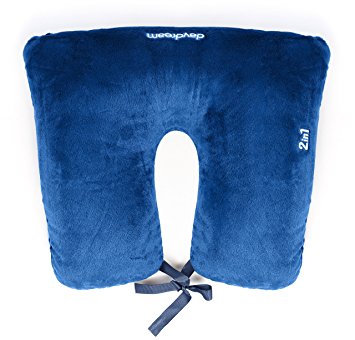 daydream 2-in-1 Blue Travel Neck Pillow with Microbeads