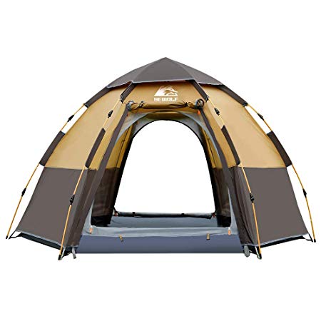 Hewolf Camping Tents 2-4 Person [Instant Tent] Waterproof [Pop up Tent] [Quick Set up] Family Beach Dome Tent UV Protection with Carry Bag