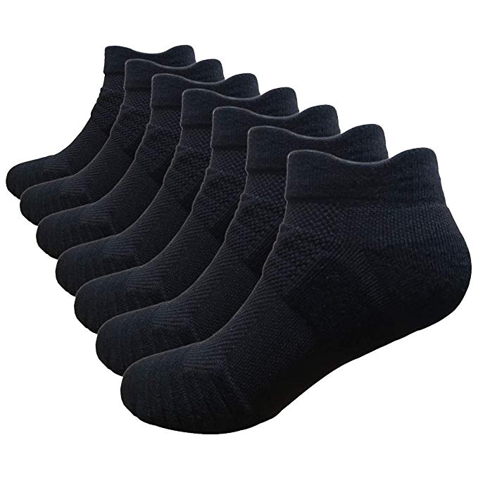 Men's Low Cut Running Sock Cotton 3/7 Pack Performance Comfort No Show Athletic Cushion Socks Tab L and XXL