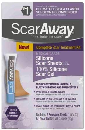 ScarAway Medical-Grade Silicone Scar Sheets and 100% Silicone Scar Gel, Complete Scar Treatment Kit, 2 Reusable Sheets & 1 Tube Gel
