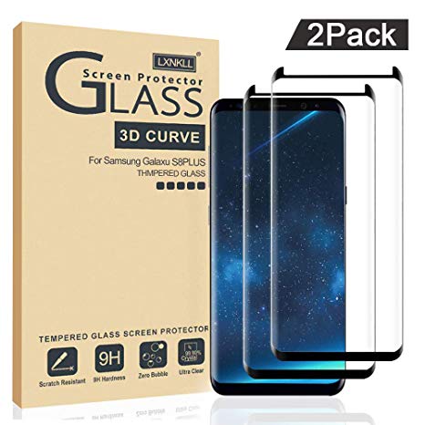 (2 Pack) Galaxy S8 Plus Screen Protector 3D Curved Glass, [Case Friendly] [Bubble Free] Ultra Thin HD Clear 9H Hardness Anti-Scratch Crystal Clear Screen Protector for Samsung Galaxy S8 Plus (NOT S8)