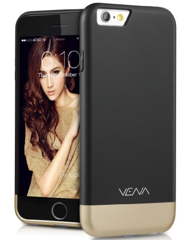 iPhone 6S Case VENA iSlide Dock-Friendly Ultra Slim Fit Hard PolyCarbonate Case for Apple iPhone 6S 2015  iPhone 6 2014 - Black  Champagne Gold