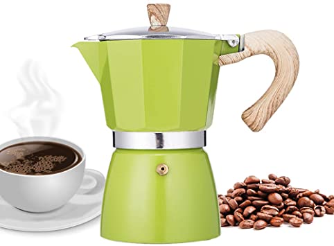 NARCE Stovetop Espresso Maker Moka Pot 3 Cup - 5oz| Green - Cuban Coffee Maker| Stove top coffee maker| Moka Italian espresso |greca coffee maker| Aluminum