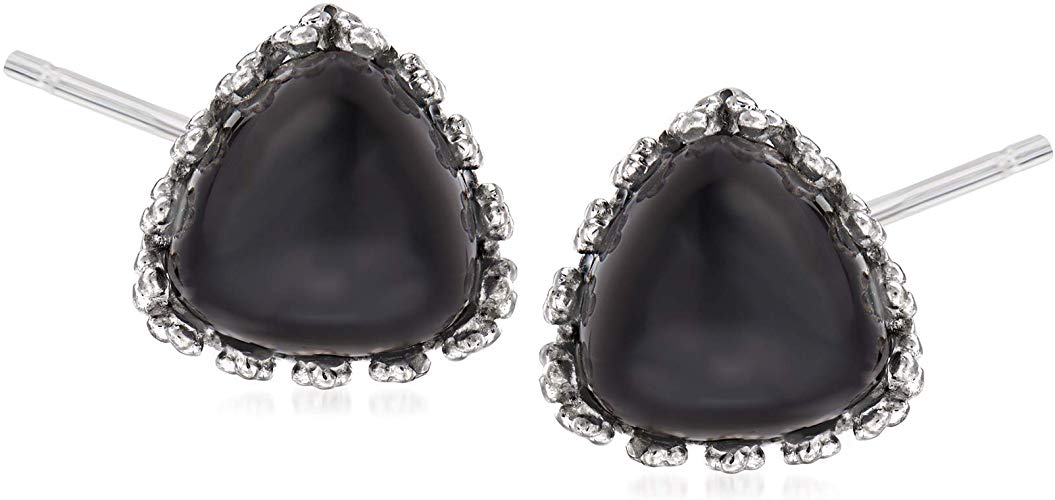 Ross-Simons Black Onyx Triangle Stud Earrings in Sterling Silver