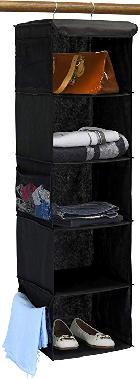 Simple Houseware 5 Shelves Hanging Closet Organizer, Black