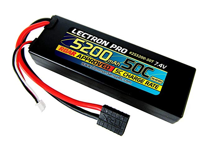 Lectron Pro 7.4 volt - 5200mAh 50C Lipo Battery Pack for the Traxxas Slash and Slash 4X4 models, E-Maxx Brushless Edition, E-Revo Brushless Edition, and Spartan with Traxxas-type Connector