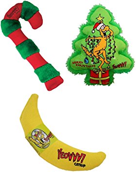 YEOWWW! - 100% ORGANIC HOLIDAY CATNIP CAT TOY BUNDLE - KRIS KRINKLE CANDY CANE BANANA CATNIP - MADE IN USA