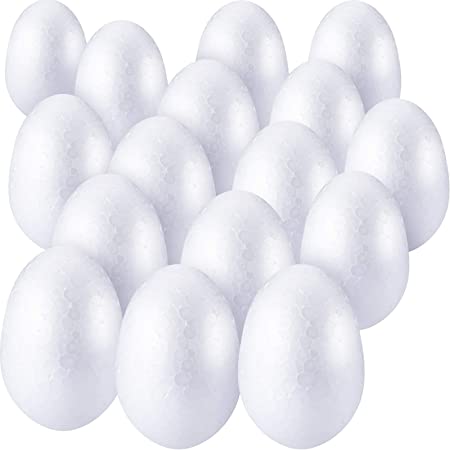 15 Pieces Easter Foam Egg White Styrofoam Egg Craft Egg Foam Natural Polystyrene Egg Foam Handmade Egg Ball for DIY Easter Craft Home Decoration (3.15 x 2.17 Inches)