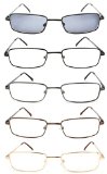 Eye-Max 4-pack and 5-pack Spring Hinge Reading Glasses for Men and Women includes multiple pairs of eyeglasses frames with clear lenses and 1 pair of Sunglasses Readers all available in 125 150 175 200 225 250 275 powers and in multi colors and in plastic and metal frames Optical Store quality Lenses