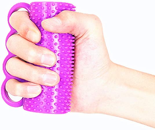 Finger Exerciser Contracture Ring, Hand Massager Ball Grip Strengthener,Grip Strength Trainer,Relieve Wrist Pain, Carpal Tunnel for Men and Women(Purple Color)