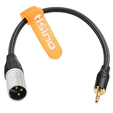 TISINO 3.5mm to XLR Balanced Cable Adapter, Gold-Plated 1/8 inch Mini Jack Aux to XLR Male Mono Audio Cord for Cell Phone, Laptop, Speaker, Mixer - 1ft/30cm