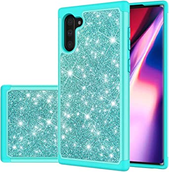 Gufuwo Phone Case for Galaxy Note 10, Samsung Note 10 5G Case, Glitter Bling Cute Girls Women Dual Layer Heavy Duty Hybrid Protection Cover for Samsung Galaxy Note 10 (Mint Green)