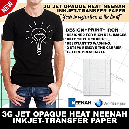 INKJET TRANSFER PAPER FOR DARK FABRIC: NEENAH "3G JET OPAQUE" (8.5"X11") 25Pk :)