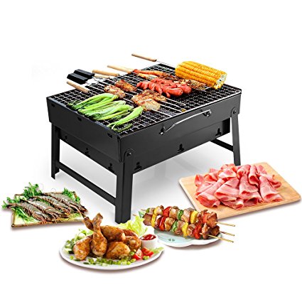 Uten Portable Barbecue Grill stainless steel Charcoal smoker char broil BBQ pit grill for ourdoor camping (Small)