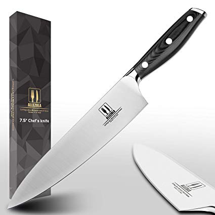 Allezola Professional Chef’s Knife, 7.5 Inch German High Carbon Stainless Steel Cooking Knife, Very Sharp, Balanced Comfortable Handle, Multipurpose Top Kitchen Knife for Home and Restaurant