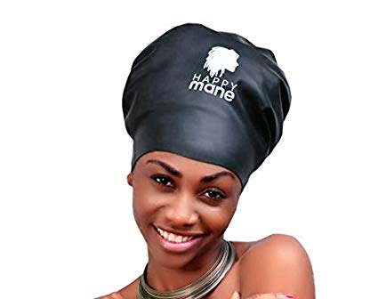 Happy Mane Silicone Swim Cap for Braids and Dreadlocks - Keeps Your Hair Dry While Swimming and Bathing Long Hair, Extensions, and Curly Hair - Large & XL Shower Cap for Women, Men, Kids
