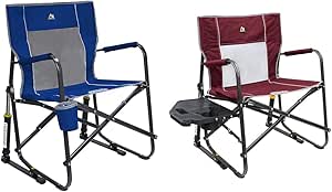 GCI Outdoor Freestyle Rocker Folding Camp Chairs, Rocking Chair and XL Rocking Chair with Side Table