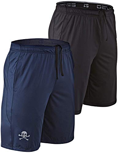 DEVOPS Men's 2 Pack Cool Chain 10-inch Loose-Fit Workout Training Shorts