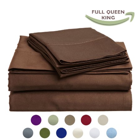 High Strength Natural Bamboo Fiber Yarns Egyptian Comfort 1800 Thread Count 4 Piece QUEEN Size Sheet Set CHOCOLATE Color