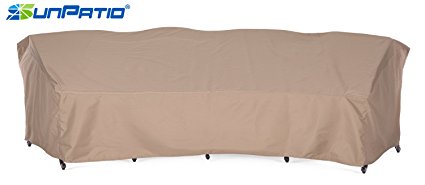 SunPatio XL Curved Sofa Cover, Lightweight, Water Resistant, Eco-Friendly, Helpful Air Vent, All Weather Protection, 190"L/128" x 36"W x 39"H, Beige