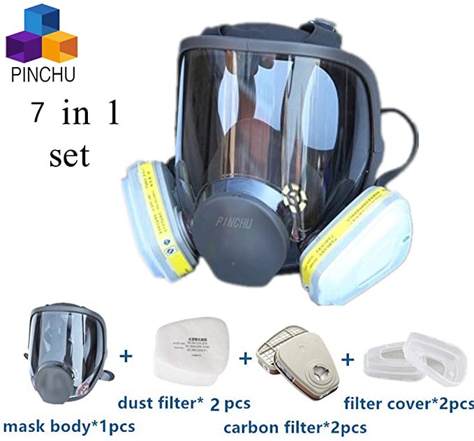 7 in 1 Gas Mask Full Face Facepiece Respirator Same for Gas Respirator with Carbon Filters Painting Pesticide,with 6001