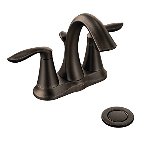 Moen 6410ORB Eva Two-Handle Centerset Lavatory Faucet with Drain Assembly, Oil Rubbed Bronze