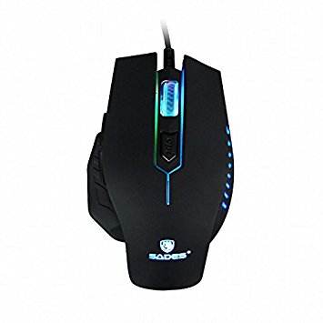 SADES SA-M600 LED Gaming Mouse, 3200 DPI, 6 Buttons, 7 color LEDs … (Black)