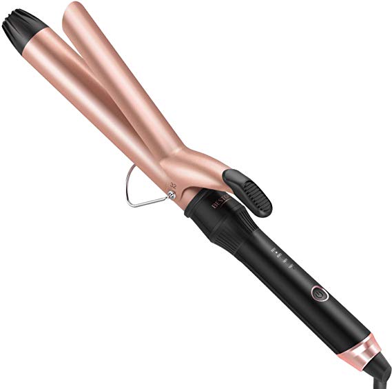 BESTOPE Curling Tongs 32mm Ceramic Tourmaline Large Barrel Curling Wand Iron Hair Curlers with 4 Heat Setting 160℃-220℃ with Glove